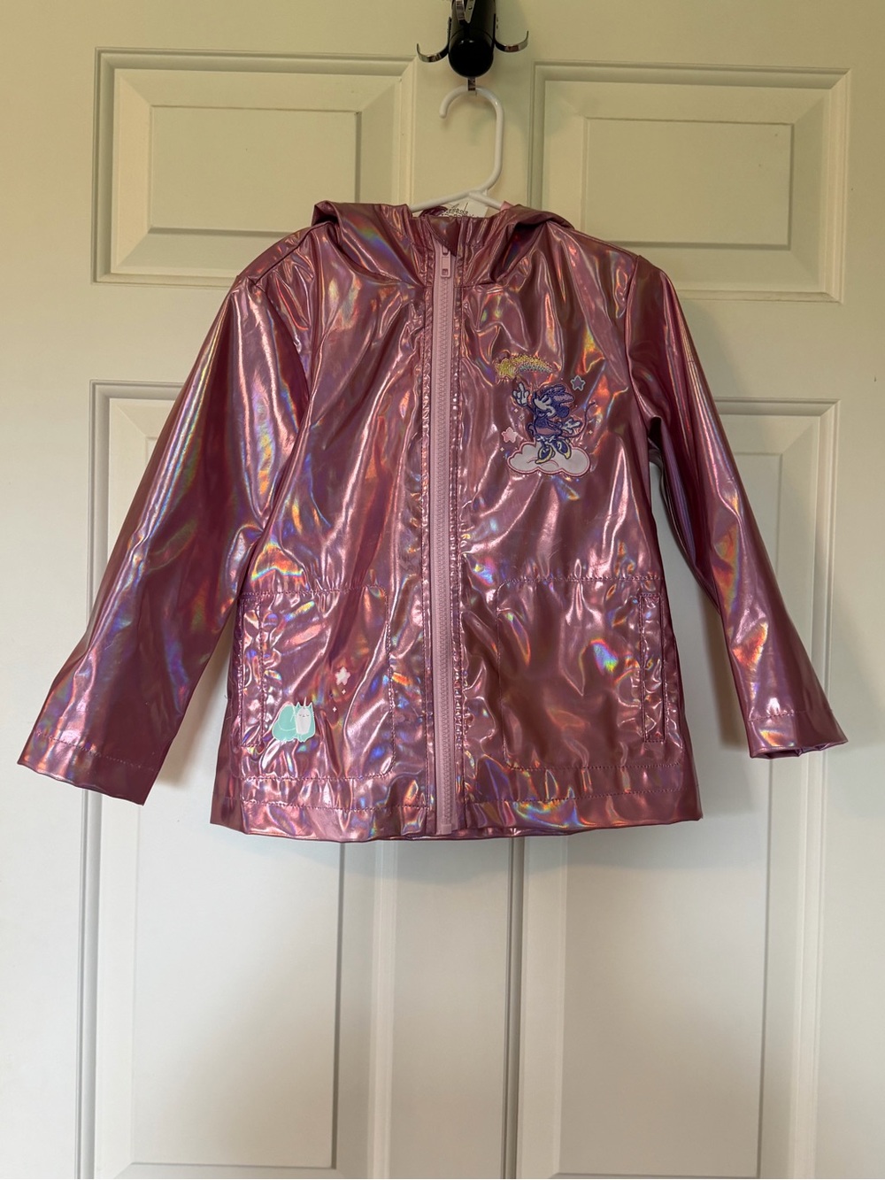 Disney Pink Iridescent Hooded Raincoat with Minnie Mouse